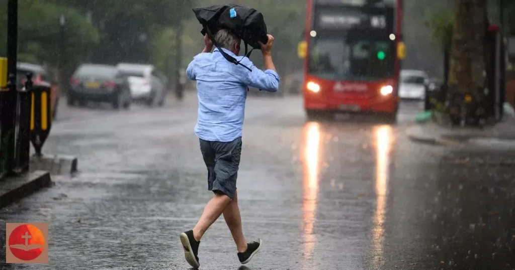  thunder, rain, and wind.